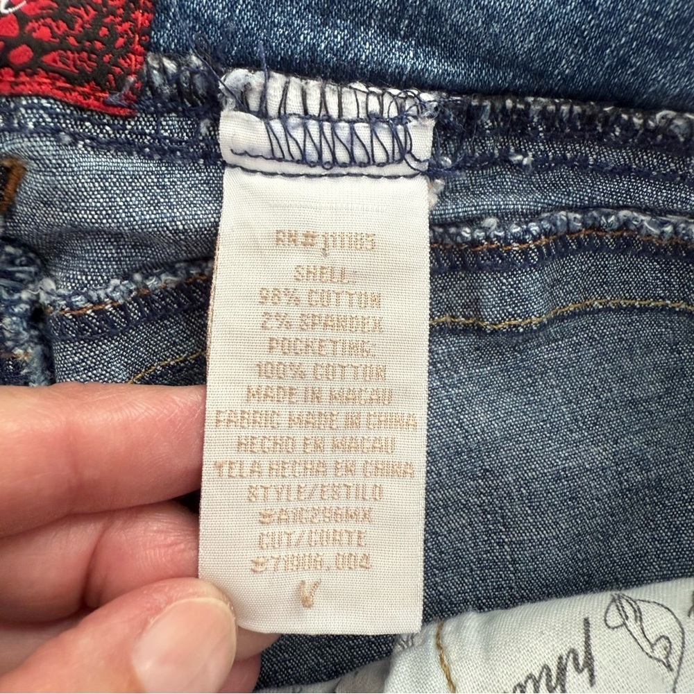 Baby Phat boho jeans junior size 11 distressed patchwork waist flare y2k - Picture 8 of 12